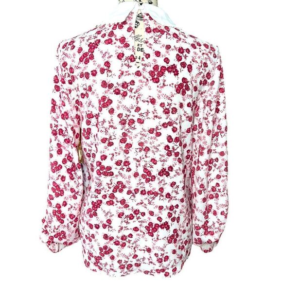 CeCe Ditsy Floral Blouse in White and Blush - Picture 4 of 12